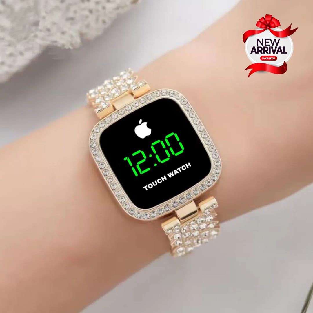 Luxury Watch Full Diamond Touch Screen LED Watch Steel Chain with Diamonds Ladies Watches For Female Women Girl